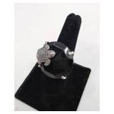 Sterling Silver & Quartz Turtle Ring- Size 7.5, 18 Carat Stone