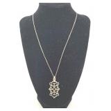 Sterling Silver Chain with Filigree Scroll Pendant