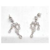 Sterling Silver & Cubic Zirconia Dangle Earrings- 3.96 grams