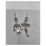 Sterling Silver & Cubic Zirconia Dangle Earrings- 3.96 grams