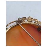 Vintage 12K Carved Shell Cameo Brooch Pin