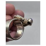 Sajen Sterling Silver Jade Lapis Ring - Size 6.5