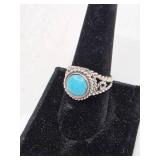Barse Southwest Sterling Silver Turquoise Ring- Size 8.75