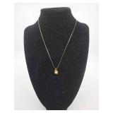 14K Chain with Pearl-Like Leaf Pendant