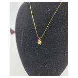 14K Chain with Pearl-Like Leaf Pendant