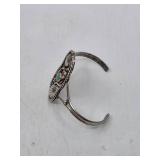 Vintage Navajo Native American Sterling Turquoise & Coral Cuff Bracelet - 6.5"