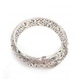 Beautiful Silpada India Sterling Silver Filigree Hinged Bangle Bracelet- 7.75"