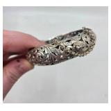 Beautiful Silpada India Sterling Silver Filigree Hinged Bangle Bracelet- 7.75"