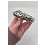 Beautiful Silpada India Sterling Silver Filigree Hinged Bangle Bracelet- 7.75"