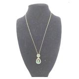 14K Gold over Sterling Silver with Jade & Diamond Necklace