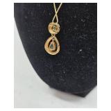 14K Gold over Sterling Silver with Jade & Diamond Necklace