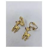 Gold Rudolph Reindeer Clip-On Earrings