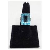 Uncas Sterling Silver & Blue Stone Solitare Ring