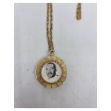 Vintage Political John F. Kennedy/Martin Luther King Jr. Brass Pendant & Chain