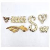 6 Gold Brooches & Pins
