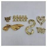 6 Gold Brooches & Pins