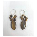 Sterling Silver & Tiger Eye Dangling Earrings