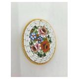 Vintage Gold Micro Mosaic Floral Bouquet Brooch Pin