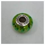 Pandora Sterling Silver & Green Zig Zag Murano Glass Bead