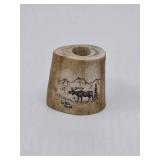 Extremely Rare 1994 Mike Lettis Caribou Scrimshaw Art