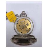 1874 Antique Elgin Coin Silver Painted Enamel Dial Pocket Watch