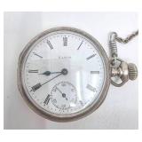 Antique Elgin Sterling Silver Pocket Watch