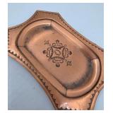 Vintage Hand-Hammered Embossed Copper Mini Serving Tray