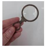Antique Silver Mini Magnifying Glass & Leather Hide Cover