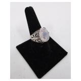 Vintage Nepal Sterling Silver Moonstone Ring- Size 8.75