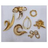 7 Gold Brooches & Pins