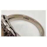 Stunning Pearl and Diamond Ring in 14k White Gold - Size 5.0