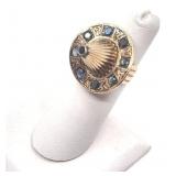 Very Funky Antique 14k and Sapphire Ring - Size 5 - 6.51g