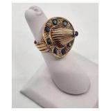 Very Funky Antique 14k and Sapphire Ring - Size 5 - 6.51g