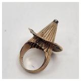 Very Funky Antique 14k and Sapphire Ring - Size 5 - 6.51g