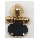 Large 14k Yellow Gold and Onyx Pendant - 1.25" x 1"