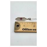 Gorgeous Vintage Filigree 14K White Gold and Ruby Necklace - 18"