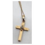 Very Pretty 14k and Diamond Cross Pendant Necklace - 16"