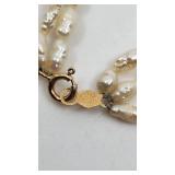 Pretty 14K, Freshwater Pearl and Onyx Necklace - 17" - 11.85g
