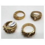 Retired Jewelry Makers Lot #1 - 4 Gold Ring Blanks - 1 Stamped 14K - 32.19g
