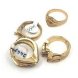 Retired Jewelry Makers Lot #3 - 4 Gold Ring Blanks - 1 Stamped 10K - 24.48g