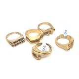 Retired Jewelry Makers Lot #5 - 5 Gold Ring Blanks - 1 Stamped 14K - 34.46g