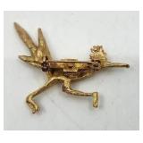 10k Yellow Gold Roadrunner Brooch - 6.35 grams