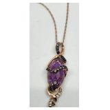 Stunning Le Vian 14k Rose Gold and Amethyst Necklace - 18" Chain - 6.00 grams