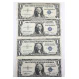 Lot of 4 Uncirculated $1 Silver Certificates - Very Collectible!