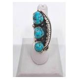 Sterling Silver & Turquoise Alvin Yellowhorse Navajo Ring- Size 6.5