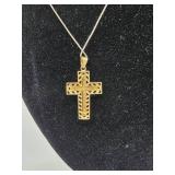 Sterling Silver & Gold-Toned Cross Christian Necklace