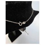 Sterling Silver Chain Necklace with Gold-Toned Pink Heart Pendant