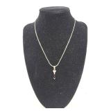 Sterling Silver, Cubic Zirconia and Garnet Pendant Necklace