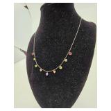 Sterling Silver & 12k Gold Necklace w/ Amethyst, Garnet, and Peridot