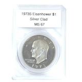 Very Rare 1973-S Eisenhower Silver Clad $1 - MS67